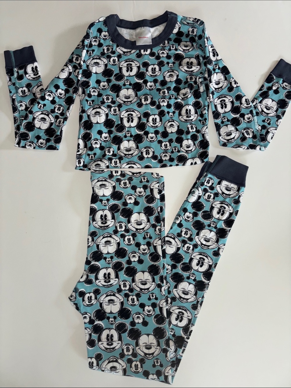 Hanna Anderson Disney Teal and Black Mickey Mouse Pajama Set